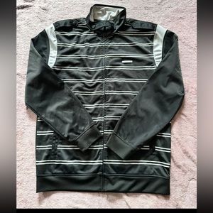 Ecko Unltd Men's Black White Striped Fleece Lined‎ Soft Shell Jacket Sz Large